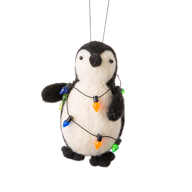 Ornement suspendu pingouin avec lumières