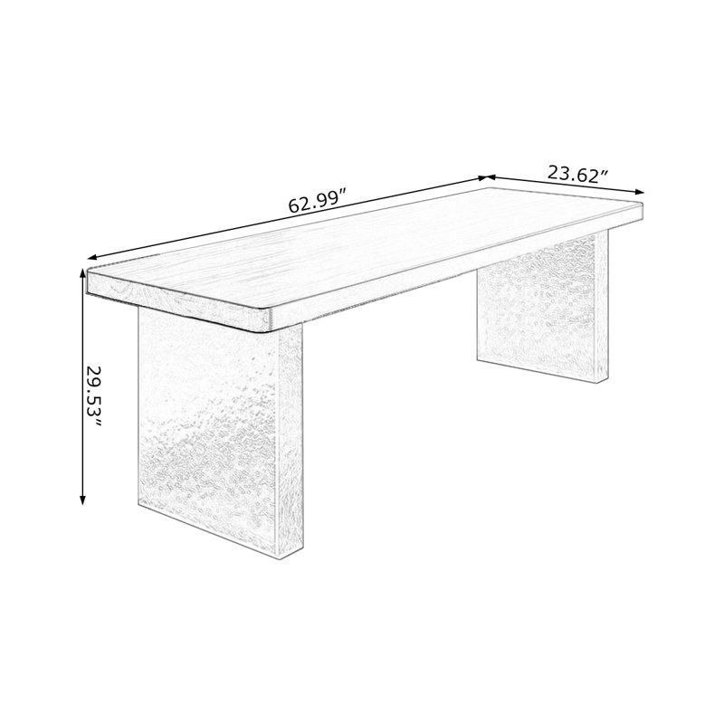 Bureau d'écriture rectangulaire en bois massif brun noisette, H 29,53 po x l 62,99 po x P 23,62 po