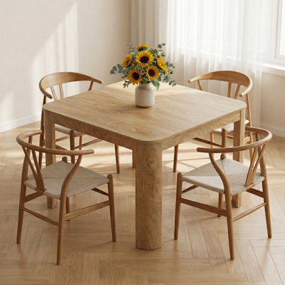 47.2" Square Dining Table with Rounded Corners, Kitchen Table for 4 Persons, Dining Room Table Ideal for Kitchen & Dining Spaces