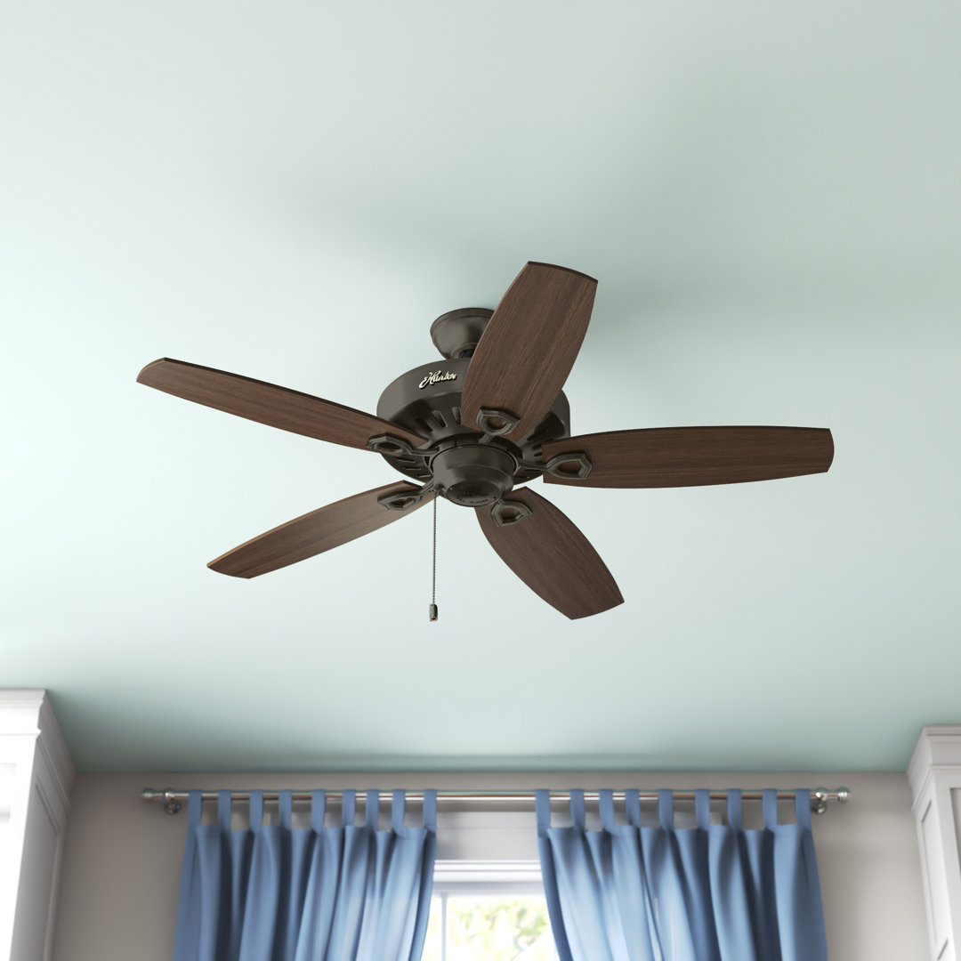 52" Builder Elite 5 - Blade Standard Ceiling Fan with Pull Chain Hunter Fan 