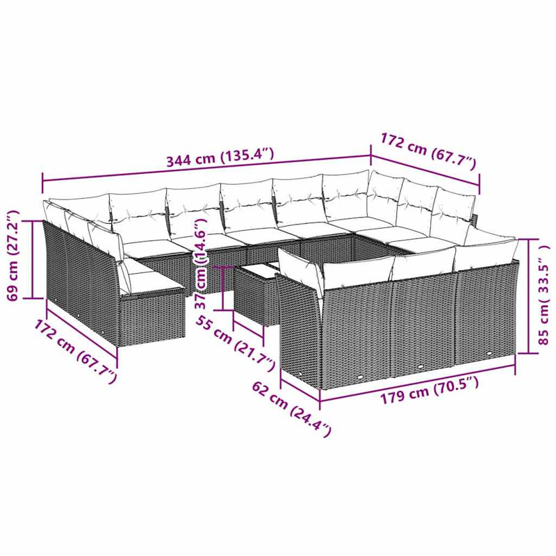 Ensemble de canapé de jardin Vidaxl