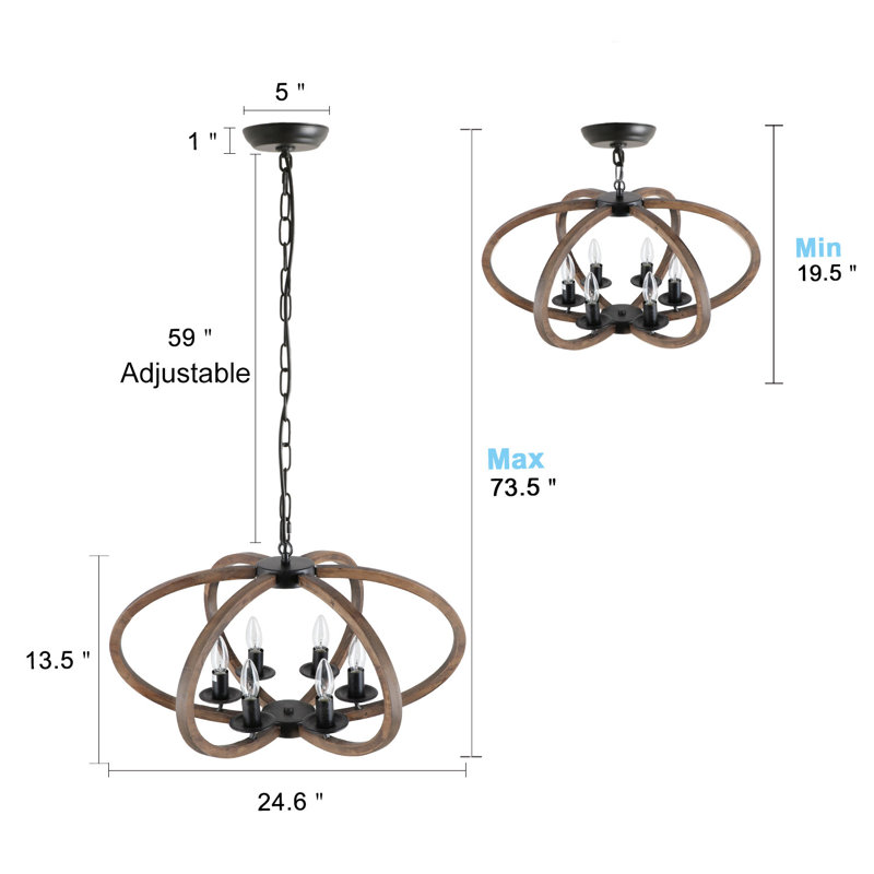 Geometric Kitchen Island Lighting 6 Lights Farmhouse Chandelier for Dining Room Pool Table Rustic