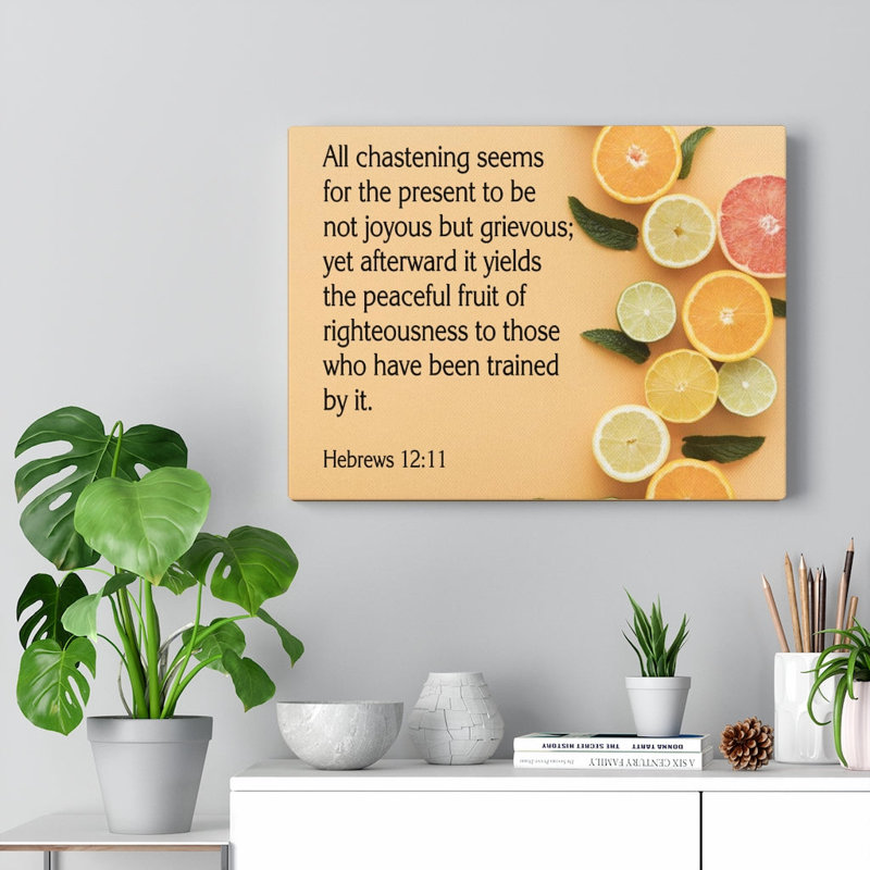 «Fruit of Righteousness Hebrews», art mural Christian, H 12 po x l 16 po x P 1,25 po