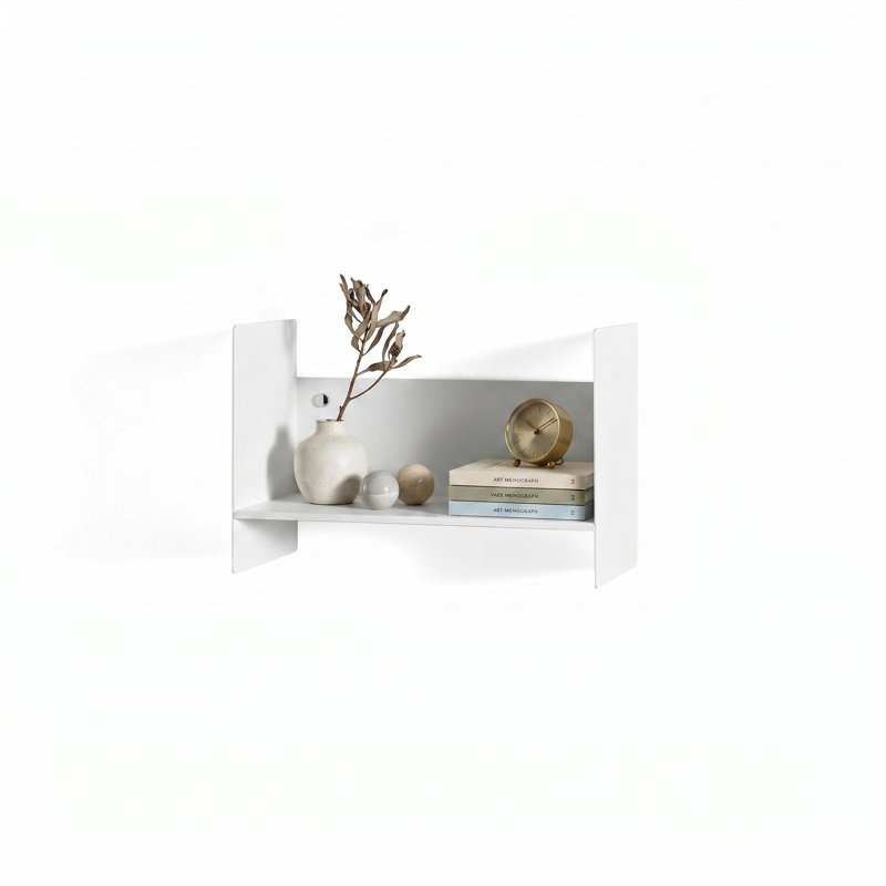 Industrial Modern Metal Floating Wall Shelves for Living Room and Bedroom, 7.87" H x 11.8" W x 5.9" D, White