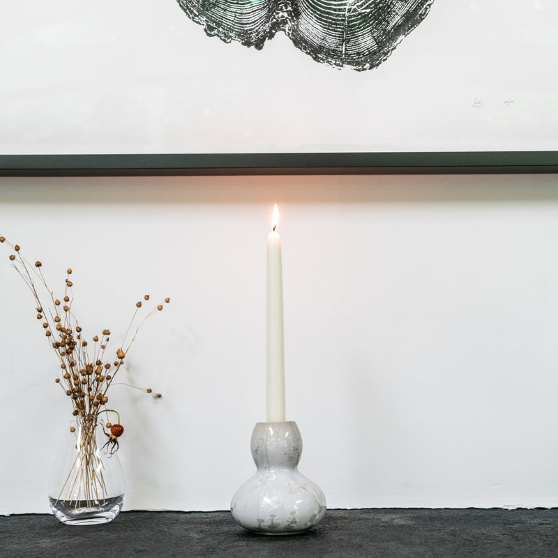 Woodstock Pottery Candlestick, Candent White