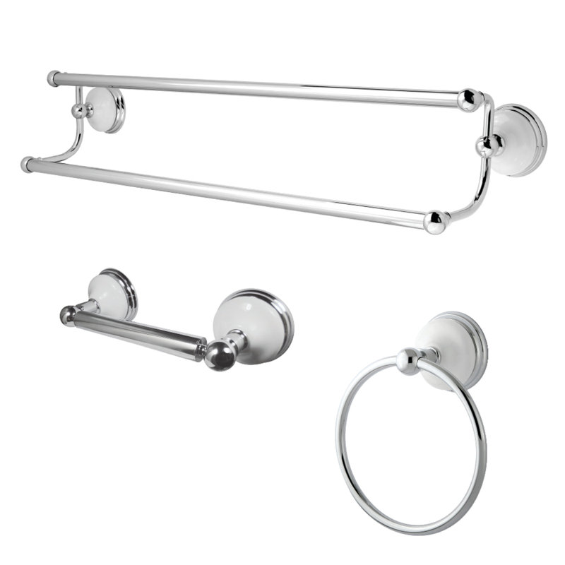 Kingston Brass Victorian 3-Piece Bathroom Hardware Set, Polished Chrome