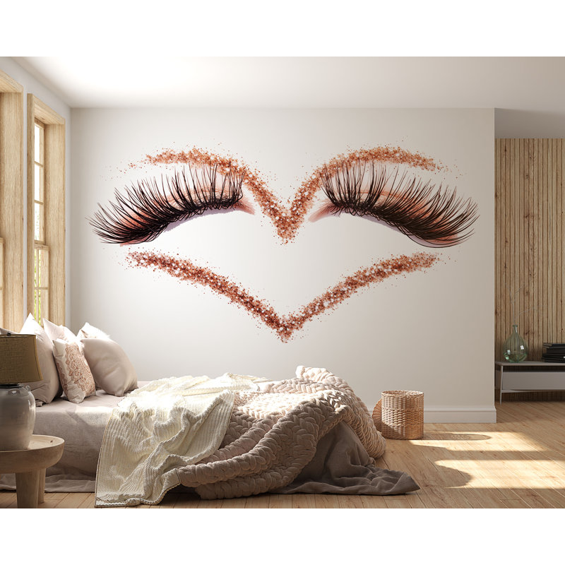 Adhésif décoratif cœur cils, cils, décoration de chambre à cils, murale de salon de beauté, autocollant d'esthéticienne 558MV