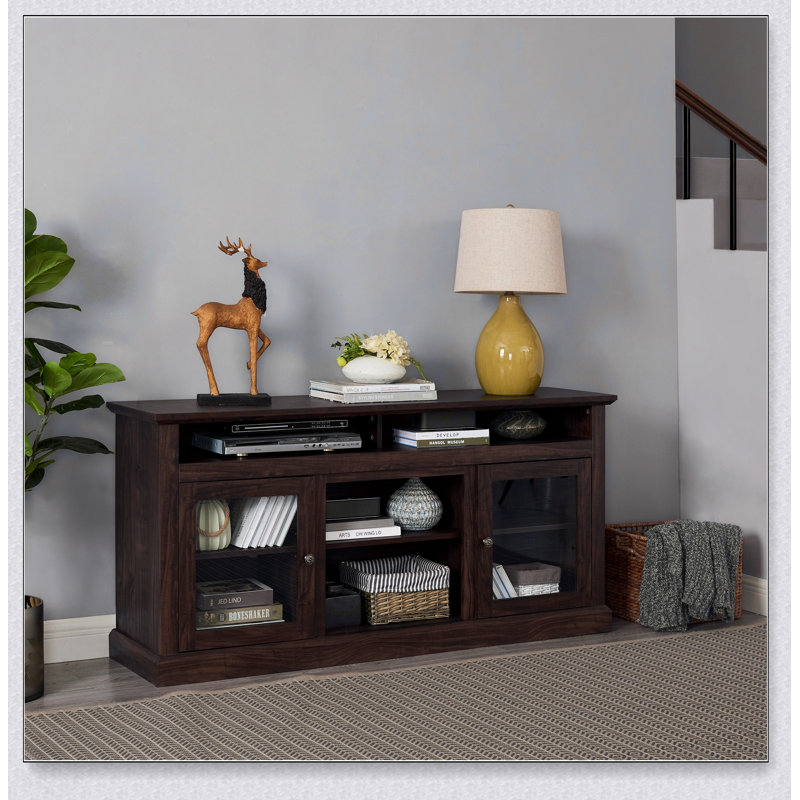 Meuble télé contemporain avec rangement ouvert et fermé, console de divertissement moderne pour téléviseur de 65 po ou moins, l 60 po x P 15,75 po x H 29 po