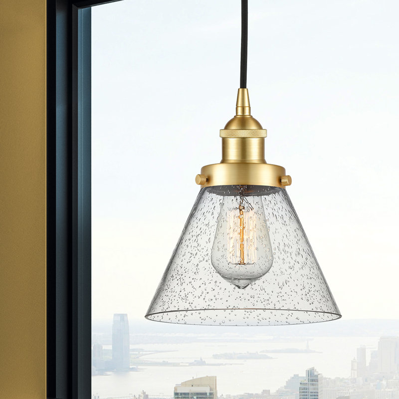 Luminaire suspendu conique à 1 lumière Annis, Granuleux / Petit cône, Ampoule non incluse, Or satiné