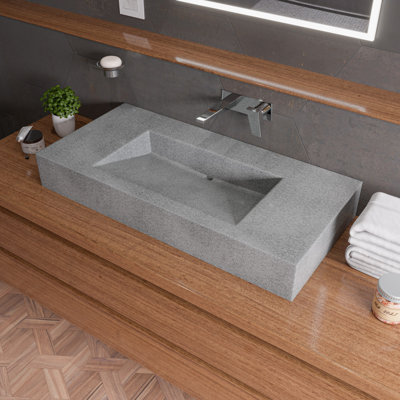 Lavabo de salle de bain rectangulaire en béton 18,9 po Alfi Brand