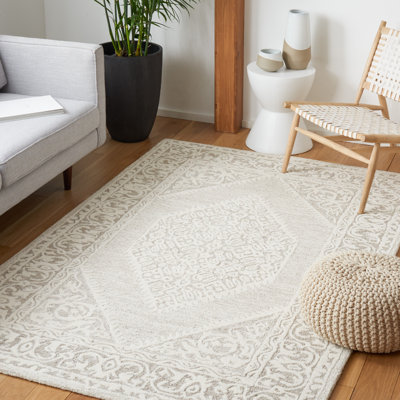 Tapis oriental ivoire / gris touffeté à la main Owen