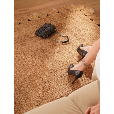 Tapis Heller tissé à la main en jute écologique - 183 x 274 cm, rectangulaire, beige, motif oriental, poils courts, fibres naturelles, tapis d'intérieur/extérieur faits main pour salon, chambre