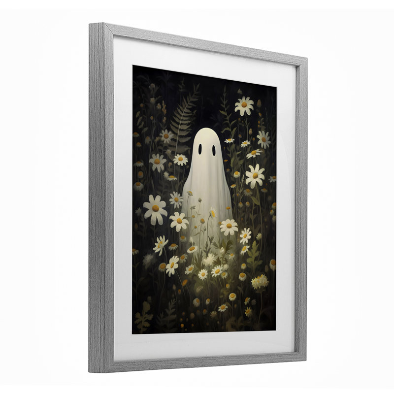 «Daisy Field Ghost», reproduction encadrée sous verre, design par LSR Design Studio, H 16 po x l 13 po, Cadre de ferme gris