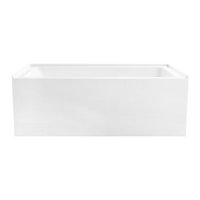 Kingston Brass Aqua Eden 60-Inch Acrylic Rectangular 3-Wall Alcove Tub with Anti-Skid Surface, Hand Drain Hole, Right