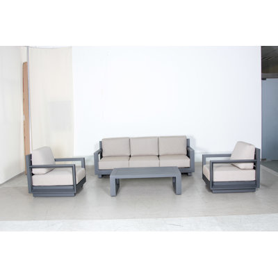 Abyssinia 5 - Person Patio Conversation Set with Cushions