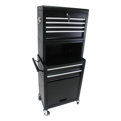 Armoire à outils roulante 2 en 1 avec 6 tiroirs pour garage atelier 6 boîte amovible 4 et poids net de 55,4 lb