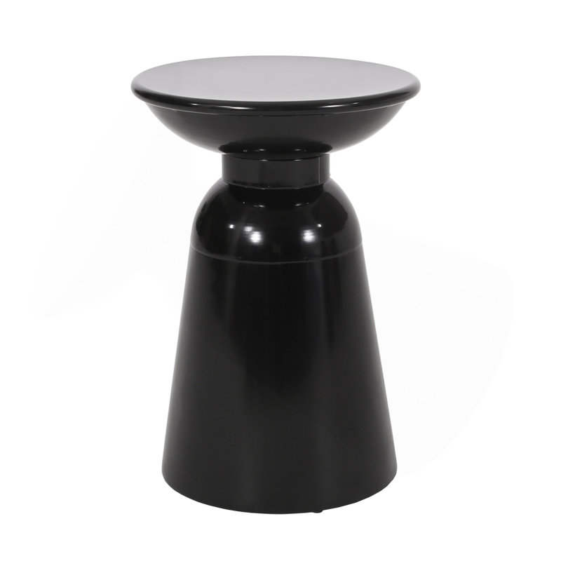 Outdoor Iron Side Tables With Flared Design, Set Of 2, Black