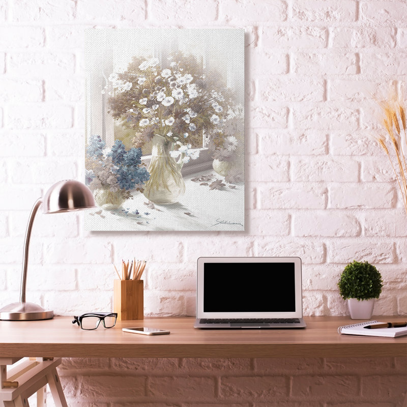 «Flower Vase Vintage Sepia» par Heinz Schollehammer, impression d'art graphique, H 48 po x l 36 po x P 1,5 po, Toile tendue