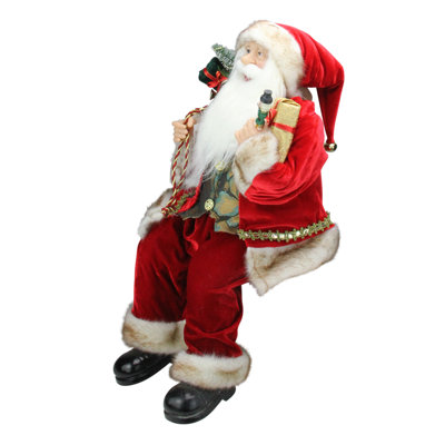 24" Chic Santa Claus with Gift Bag and Presents Sitting Christmas Figure