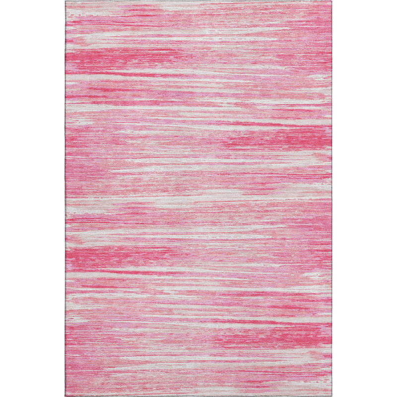 Premium Machine Washable Prisco Pink Rug, Rectangle 2'6" x 3'10"