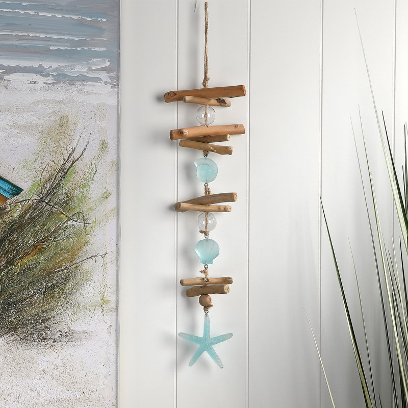 21" Resin, Wood, and Glass Nautical Drop, 21'' H X 5'' W X 1.5'' D
