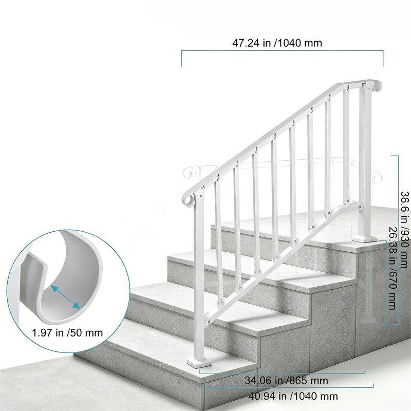 3-4 Steps Handrails for Indoor Outdoor Steps