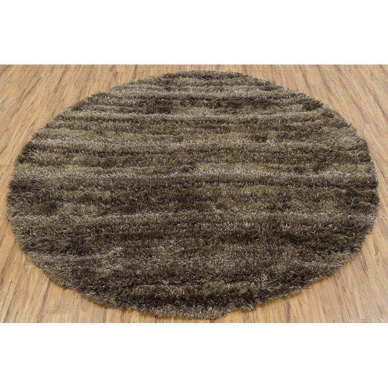 Hand Loomed Modern Area Rug in Brown/Tan/Taupe, Round 7'9"