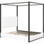 Lit à baldaquin blanc avec tête de lit tapissier et structure en métal, format grand lit en velours de bois, conception à 4 affiches pour un espace romantique, ornementation facile sur la plateforme, mousse confortable