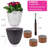 7'' Self Watering Planters For Indoor Plants - With Water Level Indicator For Flower Pot , Grow Tracking Tool - Coco Coir - Grey 3 Pack