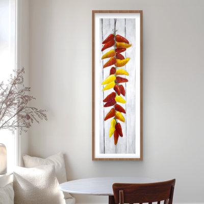 Rope of Peppers Print - Contemporary Red Framed Home Decor