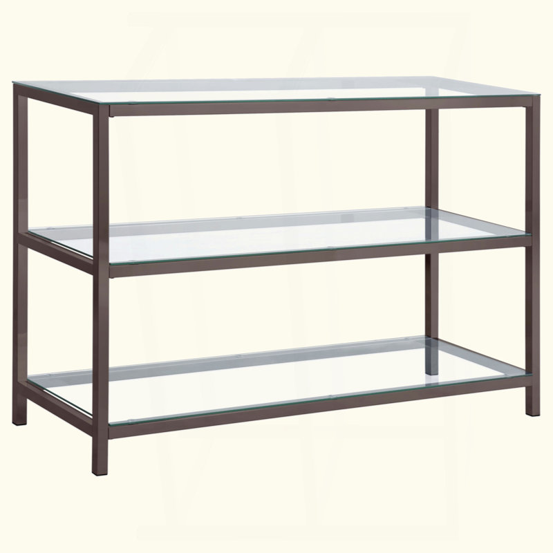 Nickel 2-Shelf Glass Top Entryway Console Table