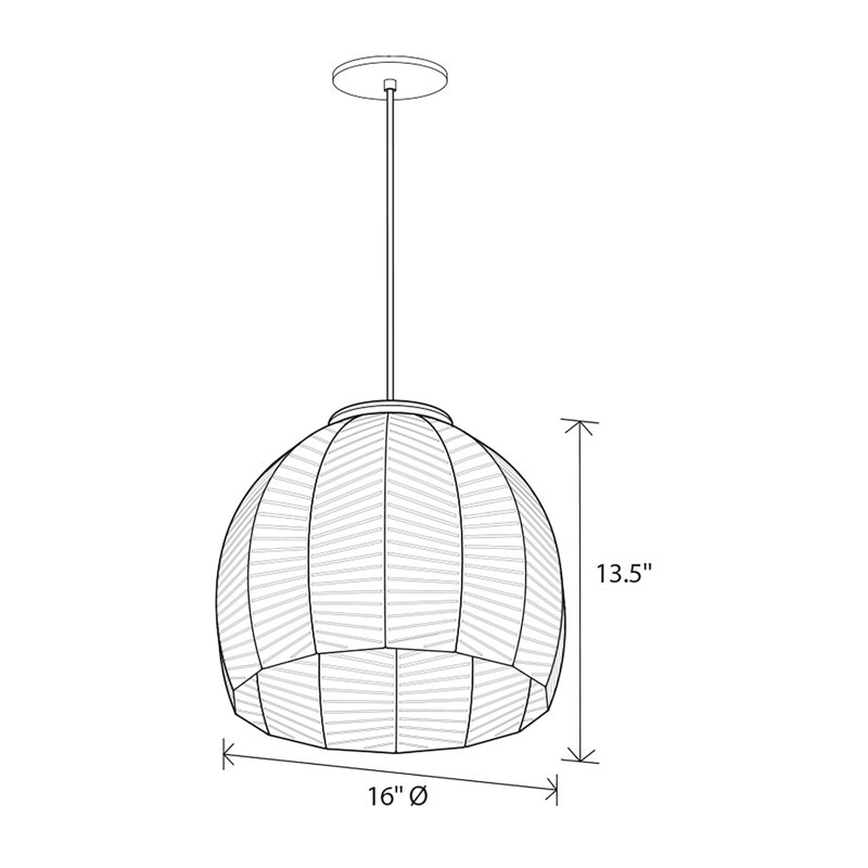 Luminaire suspendu en forme de dôme à 1 lumière Amicus, H 13,5 po x l 15,8 po x P 15,8 po, Noyer teint foncé / noir texturé