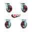 Ensemble de roulettes 5 po en poly sur aluminium avec roulement à billes 2 rotatives 2 rigides SCC | SCC-30CS520-PAB-2-R520-2