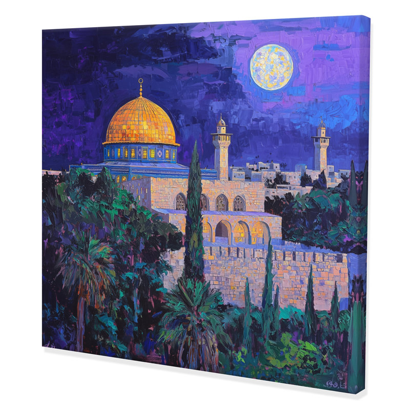 «Nuits de Jérusalem pendant la Pâque II», art mural paysage de l'Islam, H 16 po x l 16 po, Toile tendue, Ne s’applique pas