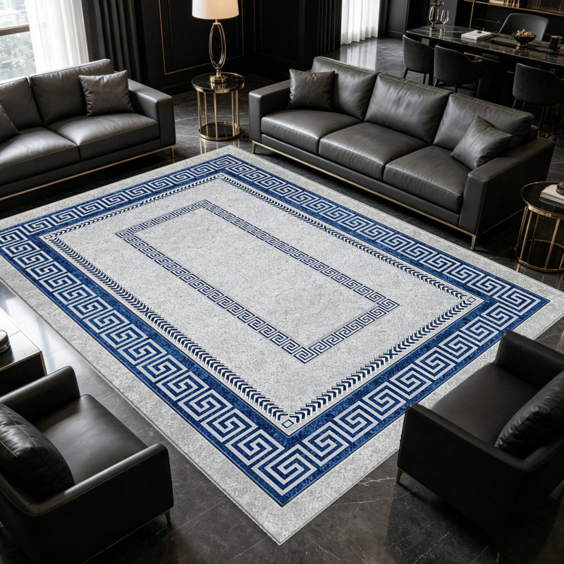 Blue & Grey   area rugs for Living Room, Soft and Comfortable, Suitable for all seasons, easy to maintain, machine washable Indoor floor mat, Under Table Farmhouse suitable for Bedroom, Dining Room, Study,  Balcony, Home Decor Patio