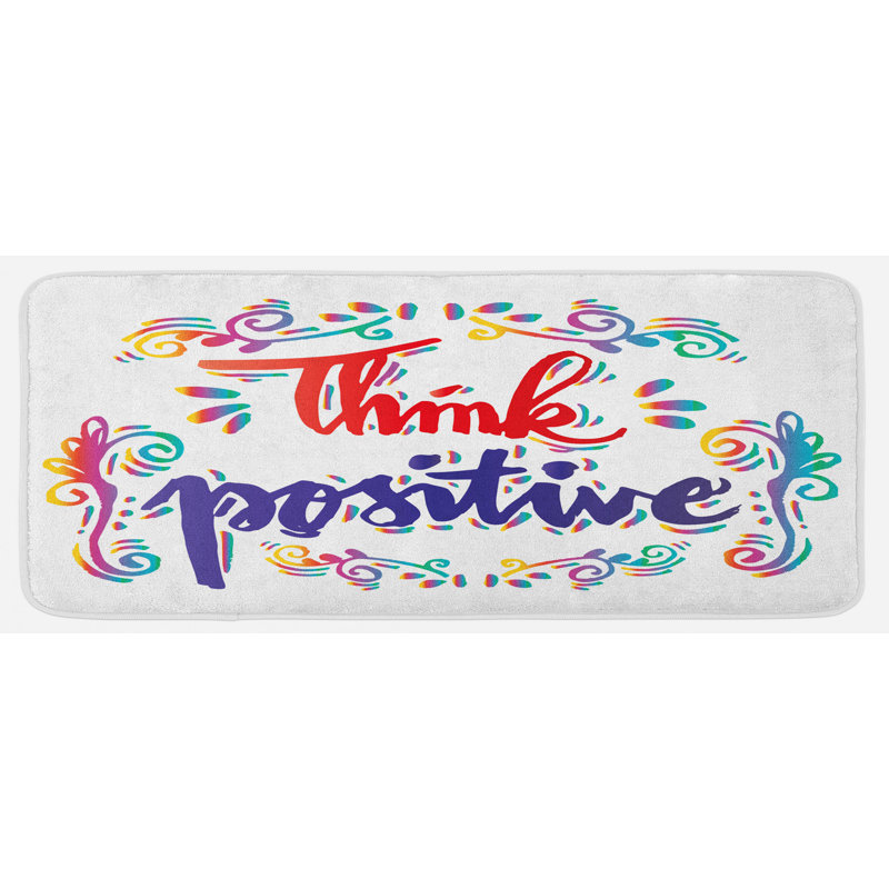 Tapis de cuisine en multicolore à motif floral à motif calligraphiques de pense-tout positif