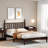 King Size Wood Platform Bed With Gourd Shaped Headboard, Retro Style And Sturdy Wooden Slat Support For Comfortable Sleep-1049822681-812727743