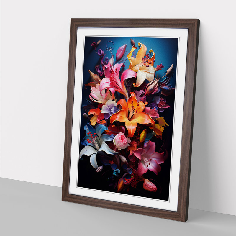 Floral Tachisme - Framed Print, Walnut Framed, 64cm H x 46cm W