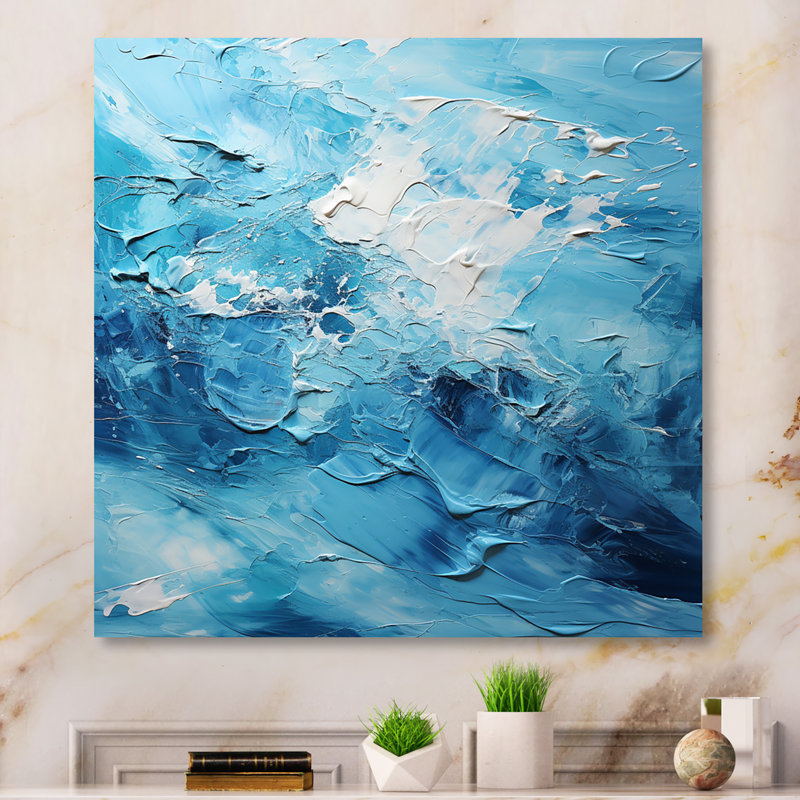 Cerulean Seascape II - Abstract Landscape Canvas Wall Art, H 30 po x l 30 po x P 1 po, Toile tendue