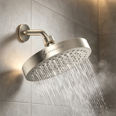 Rain Shower Head – 6-Inch Round, Luxury Polished Chrome Finish, High-Pressure 90-Nozzle Design, Adjustable Angle, Tool-Free Installation, Universal Connection