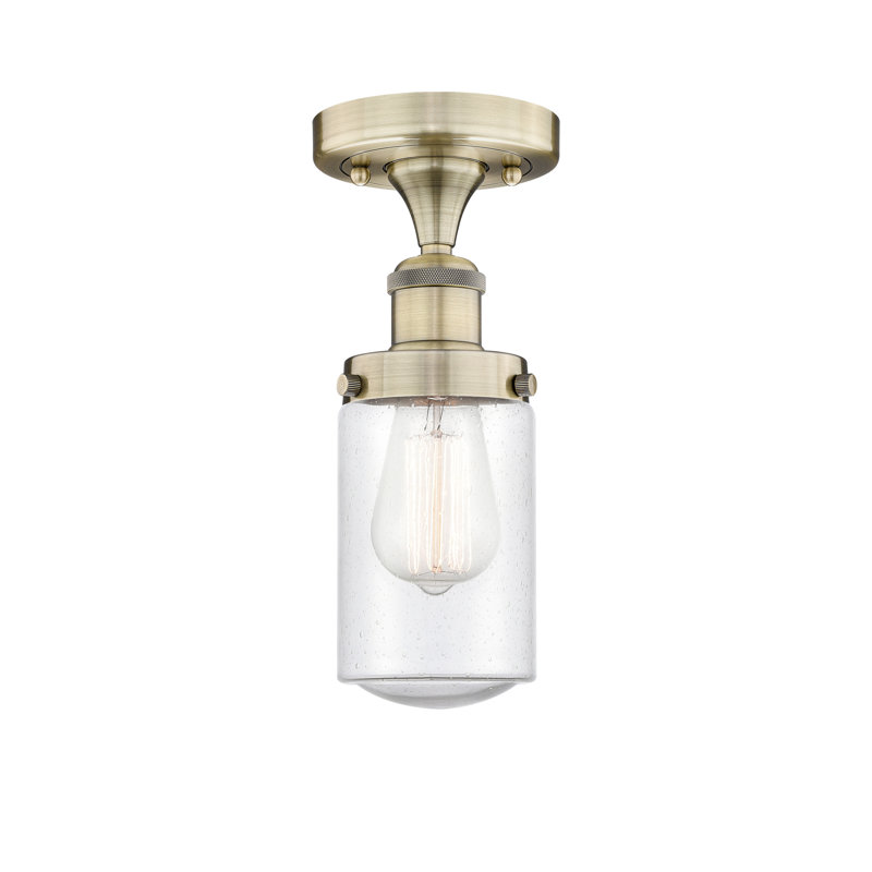 Plafonnier semi-encastré en verre Erkson, Laiton antique