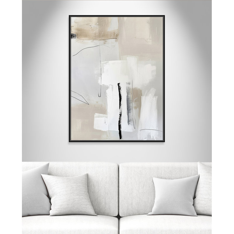 «Neutral Balance II» par Lazar Studio, Framed Canvas, L 31,5 po x H 41,5 po, Cadre flottant noir