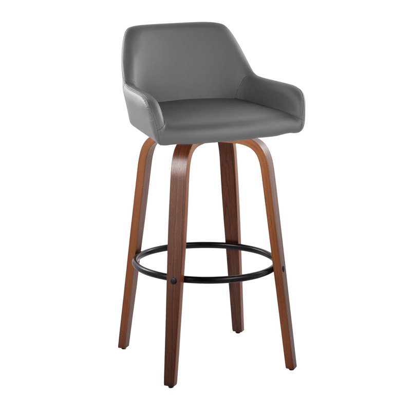 Contemporary Fixed-Height Barstool, Gray, Brown/Black