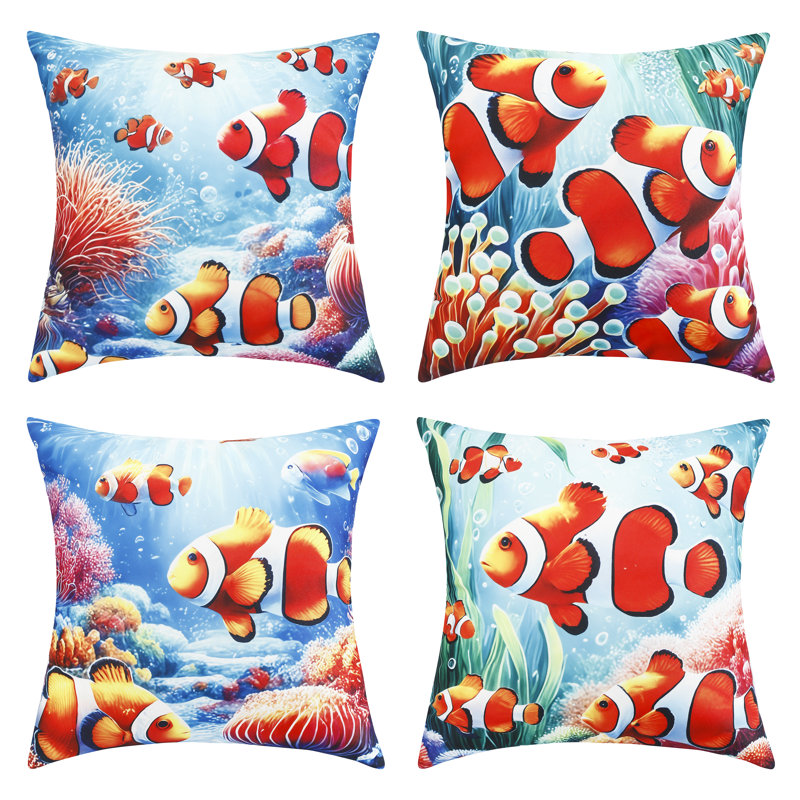 Indoor / Outdoor Animal Print Red Square Cushion Cover