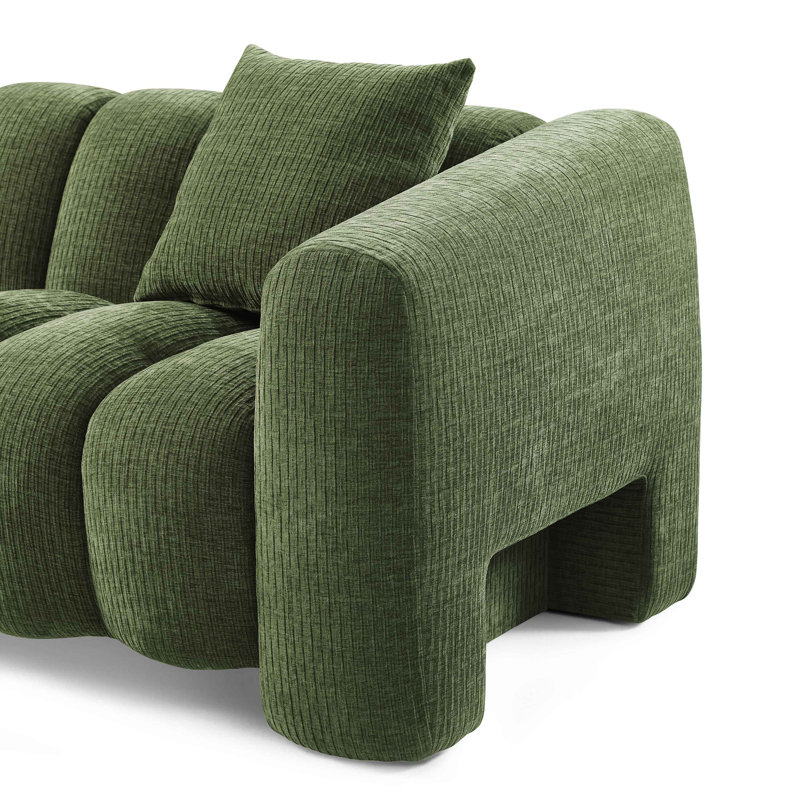 Canapé en forme de L Winnie Minimore, Chenille verte