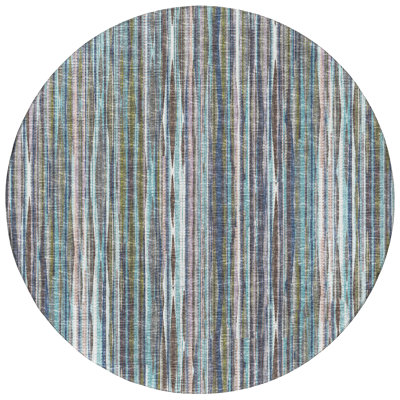 Tapis intérieur / extérieur en polyester abstrait tissé à plat en mauve / bleu