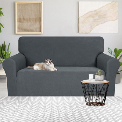 Housse pour canapé, housses de canapé extensibles 1 pièce pour 3 housses de canapé lavables en jacquard avec fond élastique anti-dérapant pour animaux de compagnie 3 places