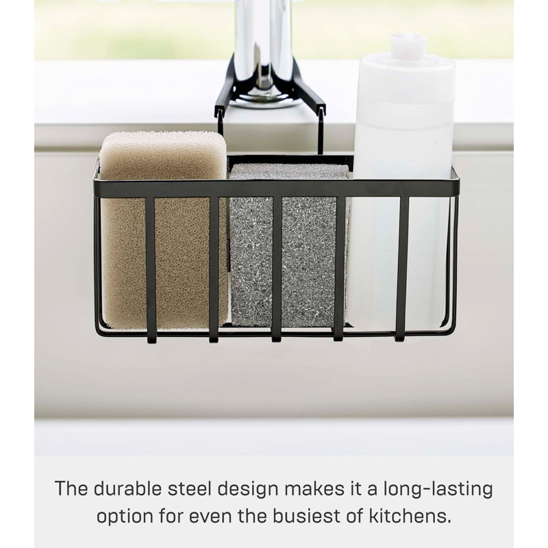 Black Steel Faucet-Hanging Sponge Caddy