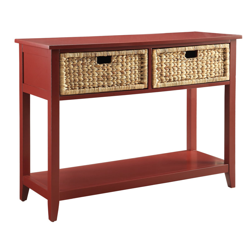 Lakendra Rectangular 2-Drawer Console Table with Bottom Shelf, 32" H x 44" W x 16" D, Teal