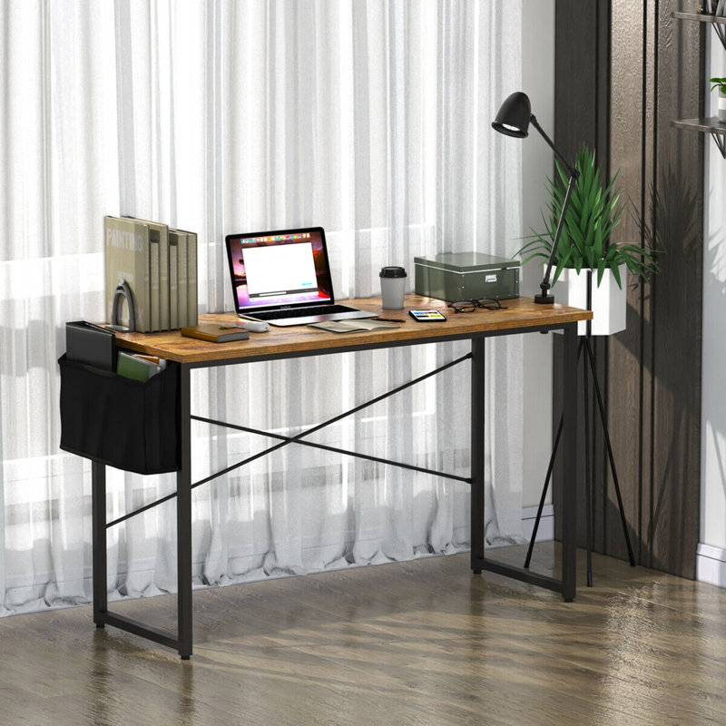 Bureau Modern, Brun rustique / noir, H 30 po x l 47 po x P 20 po